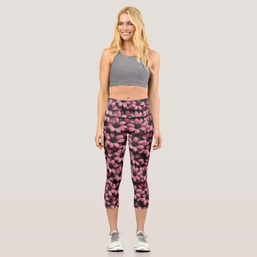 Pink Floral Leggings カプリレギンス (正面)