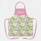 Pink Floral Lemon Pattern Personalised Name エプロン (正面)