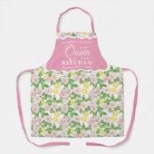 Pink Floral Lemons Citrus Queen of the Kitchen エプロン (正面)