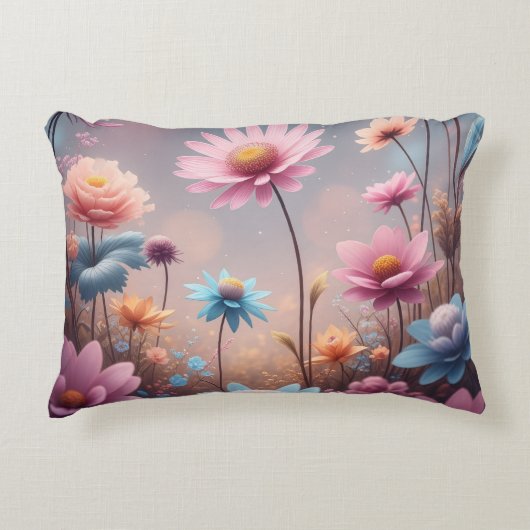 Pink floral Lumbar Pillow アクセントクッション (正面)