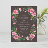 Pink Floral Lush Romance Wedding 招待状 (スタンド正面)