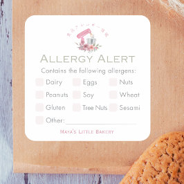 Pink Floral Mixer Food Allergy Alert スクエアシール