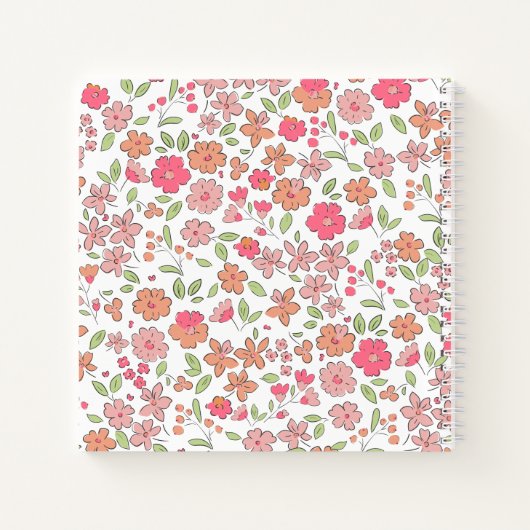 Pink Floral Monogram Notebook Journal ノートブック (裏面)