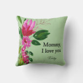 Pink Floral Mother Gift throw pillows クッション (裏面)
