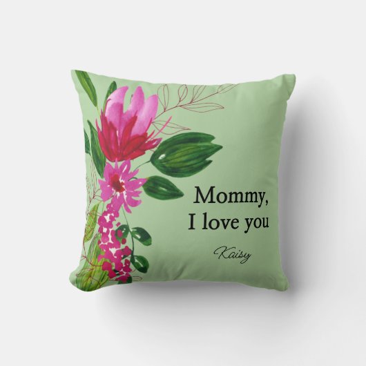 Pink Floral Mother Gift throw pillows クッション (正面)