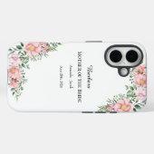 Pink Floral Mother of the Bride with Name and Date Case-Mate iPhoneケース (裏面 (横))