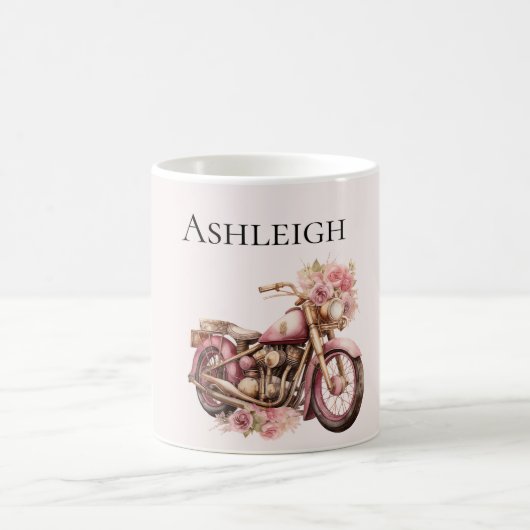 Pink Floral Motorcycle コーヒーマグカップ (中央)