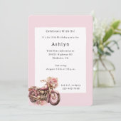 Pink Floral Motorcycle Birthday   招待状 (スタンド正面)