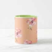 Pink Floral Mug – Orange Pastel Pattern マグカップ (中央)