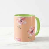 Pink Floral Mug – Orange Pastel Pattern マグカップ (正面右)