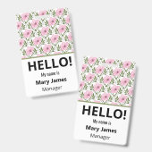 Pink floral Name Lanyard | Personalized ID Badge バッジ (表裏)