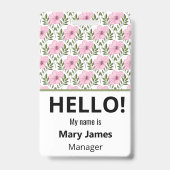 Pink floral Name Lanyard | Personalized ID Badge バッジ (裏面)