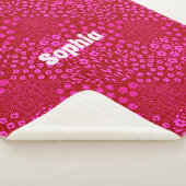 Pink Floral Name Sherpa Blanket Grandmillennial シェルパブランケット (3/4)