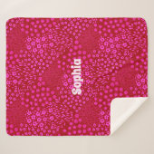 Pink Floral Name Sherpa Blanket Grandmillennial シェルパブランケット (正面(横))