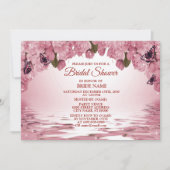 Pink Floral Nature Butterfly Outdoor Bridal Shower 招待状 (正面)