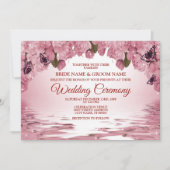 Pink Floral Nature Butterfly Outdoor Wedding 招待状 (正面)