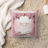 Pink Floral Nature Butterfly Outdoor Wedding Gift  クッション (ブランケット)