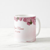 Pink Floral Nature Butterfly Outdoor Wedding Gift コーヒーマグカップ (正面右)