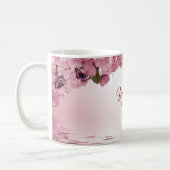 Pink Floral Nature Butterfly Outdoor Wedding Gift コーヒーマグカップ (左)