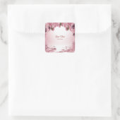 Pink Floral Nature Butterfly Outdoor Wedding Party スクエアシール (バッグ)