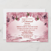 Pink Floral Nature Wedding Rehearsal Dinner Party 招待状 (正面)