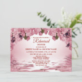 Pink Floral Nature Wedding Rehearsal Dinner Party 招待状 (スタンド正面)
