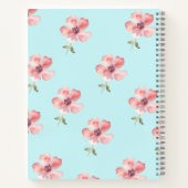 Pink Floral Notebook – Blue Pastel Pattern ノートブック (裏面)