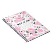 Pink Floral Notebook Cover | Elegant Rose Flower ノートブック (右側)