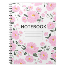 Pink Floral Notebook Cover | Elegant Rose Flower  ノートブック