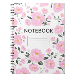 Pink Floral Notebook Cover | Elegant Rose Flower  ノートブック