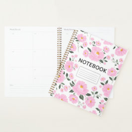 Pink Floral Notebook Cover | Elegant Rose Flower  プランナー手帳