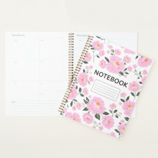 Pink Floral Notebook Cover | Elegant Rose Flower  プランナー手帳