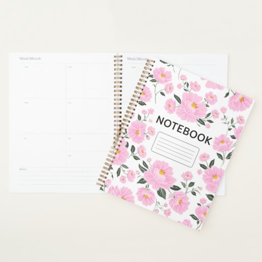 Pink Floral Notebook Cover | Elegant Rose Flower  プランナー手帳 (ディスプレー)