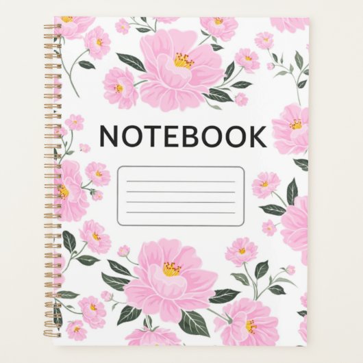 Pink Floral Notebook Cover | Elegant Rose Flower J プランナー手帳 (正面)