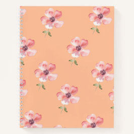 Pink Floral Notebook – Orange Pastel Pattern ノートブック