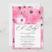 Pink Floral Oh Baby Shower Invitation 招待状 (正面)