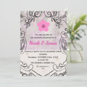Pink Floral Ornate Elegant Wedding Invitation 招待状 (スタンド正面)