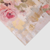 Pink Floral Painting on Torn Paper Collage 薄葉紙 (詳細)