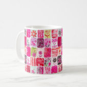 Pink Floral Patchwork コーヒーマグカップ (正面左)