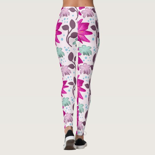 Pink floral pattern  レギンス (裏面)