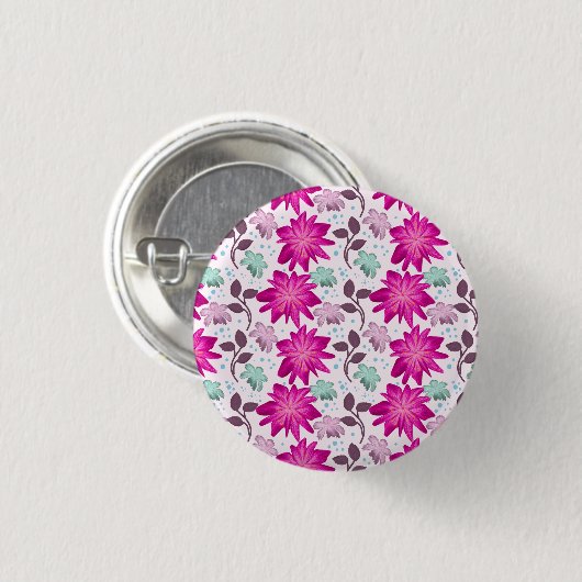 Pink floral pattern  缶バッジ (正面&裏面)
