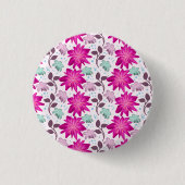 Pink floral pattern  缶バッジ (正面)