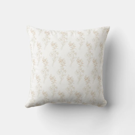 Pink Floral Pattern Botanical Greenery & Rustic クッション (裏面)