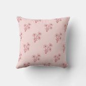 Pink Floral Pattern Botanical Greenery & Rustic  クッション (裏面)