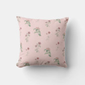 Pink Floral Pattern Botanical Greenery & Rustic クッション (正面)