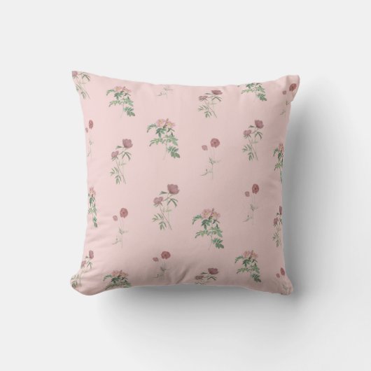 Pink Floral Pattern Botanical Greenery & Rustic  クッション (正面)