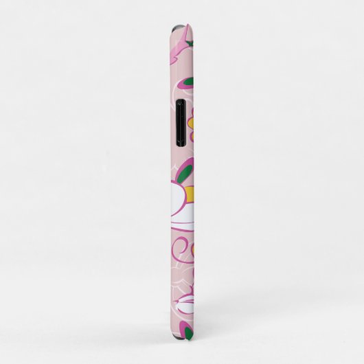 Pink Floral Pattern Custom Name Case-Mate iPhoneケース (裏面/右)