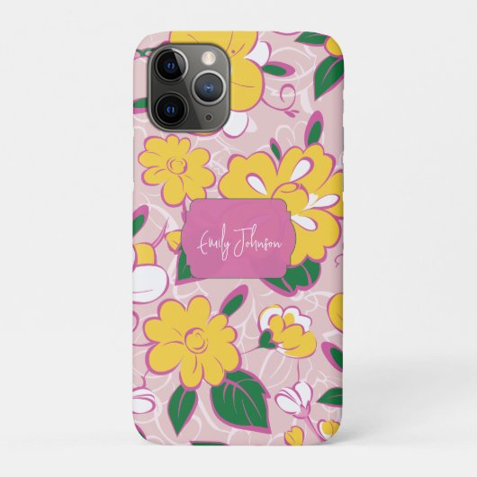 Pink Floral Pattern Custom Name Case-Mate iPhoneケース (裏)