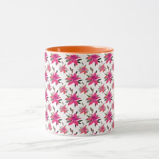 Pink Floral Pattern Design-29500 マグカップ (中央)