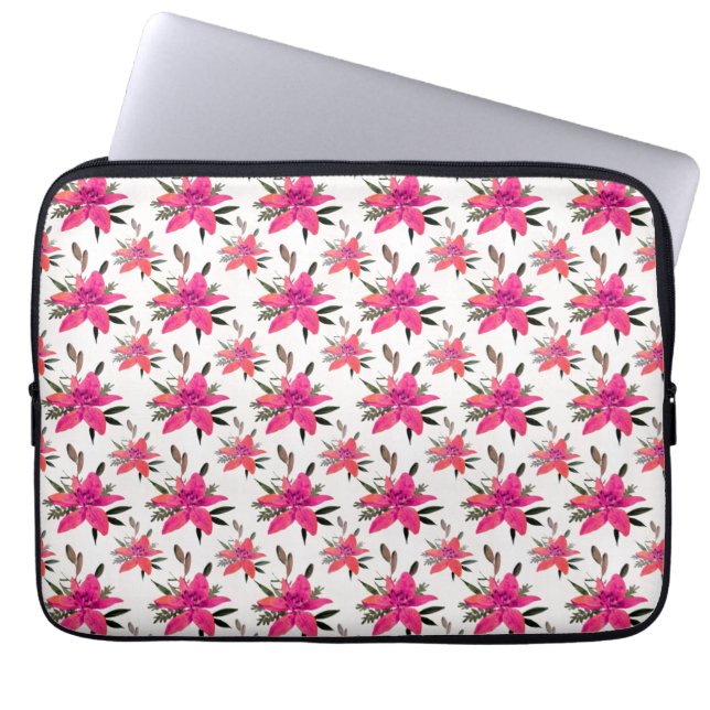 Pink Floral Pattern Design-29500 ラップトップスリーブ (正面)